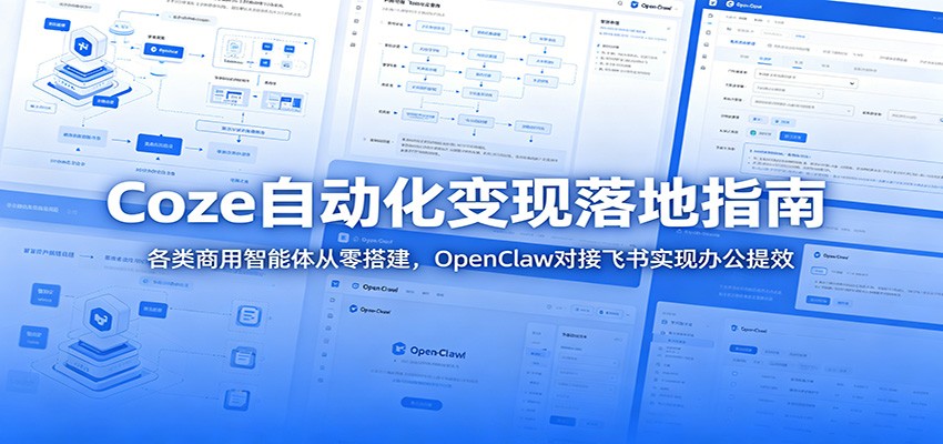 Coze自动化变现落地指南：各类商用智能体从零搭建，OpenClaw对接飞书实现办公提效-才疏云网创