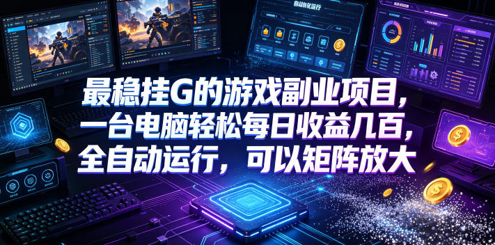 最稳挂G的游戏副业项目，一台电脑轻松每日收益几百，全自动运行，可以矩阵放大【揭秘】-才疏云网创