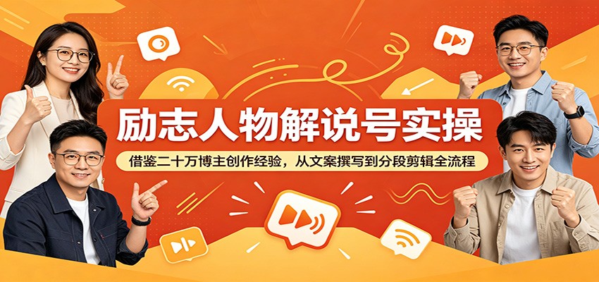 励志人物解说号实操：借鉴二十万博主创作经验，从文案撰写到分段剪辑全流程-才疏云网创
