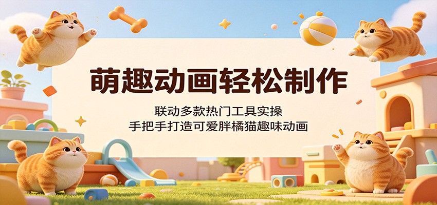萌趣动画轻松制作，联动多款热门工具实操，手把手打造可爱胖橘猫趣味动画-才疏云网创