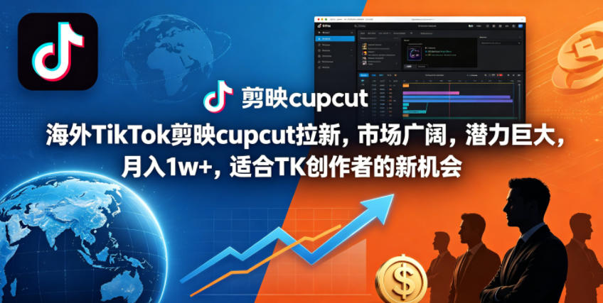 海外TikTok剪映cupcut拉新，市场广阔，潜力巨大，月入1w+，适合TK创作者的新机会-才疏云网创