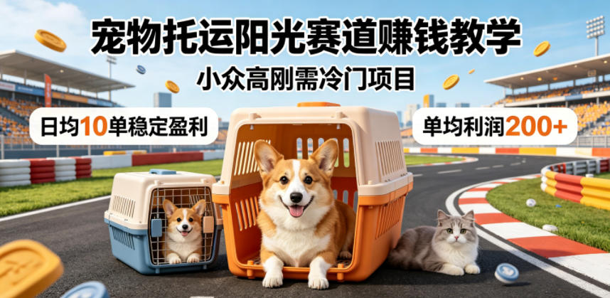 宠物托运阳光赛道賺钱教学,小众高刚需冷门项目,日均10单稳定盈利,单均利润200+-才疏云网创