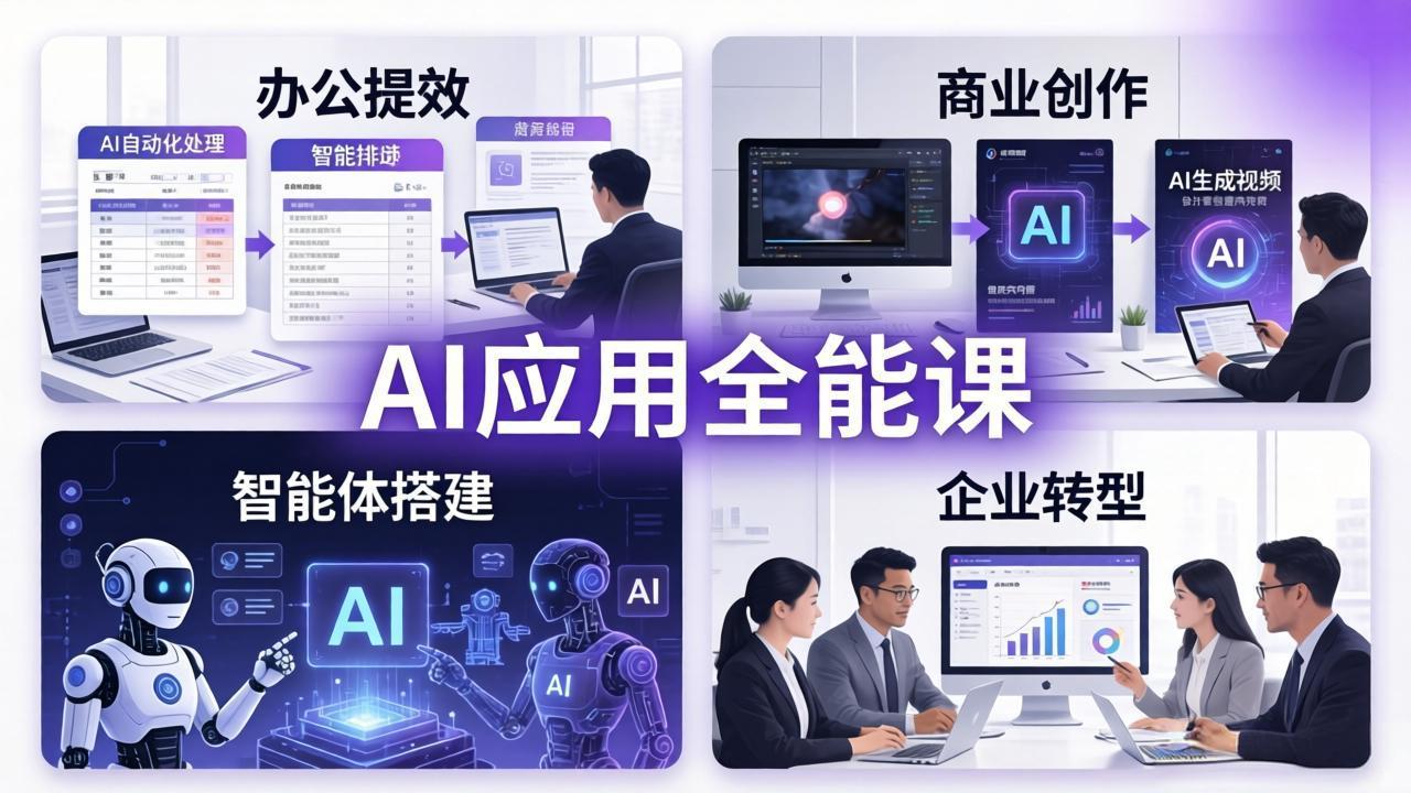 AIGC 应用全能课：办公提效、商业创作、智能体搭建、企业转型，一站式学会AI应用-才疏云网创