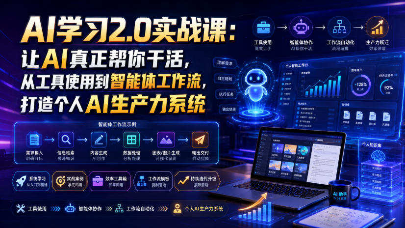 AI学习2.0实战课:让AI真正帮你干活,从工具使用到智能体工作流,打造个人AI生产力系统-才疏云网创