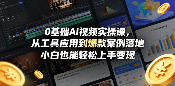 0基础AI视频实操课，从工具应用到爆款案例落地，小白也能轻松上手变现-才疏云网创