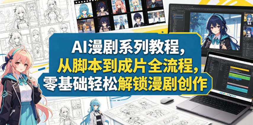 AI漫剧系列教程,从脚本到成片全流程,零基础轻松解锁漫剧创作-才疏云网创