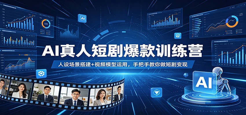 AI真人短剧爆款训练营：人设场景搭建+视频模型运用，手把手教你做短剧变现-才疏云网创
