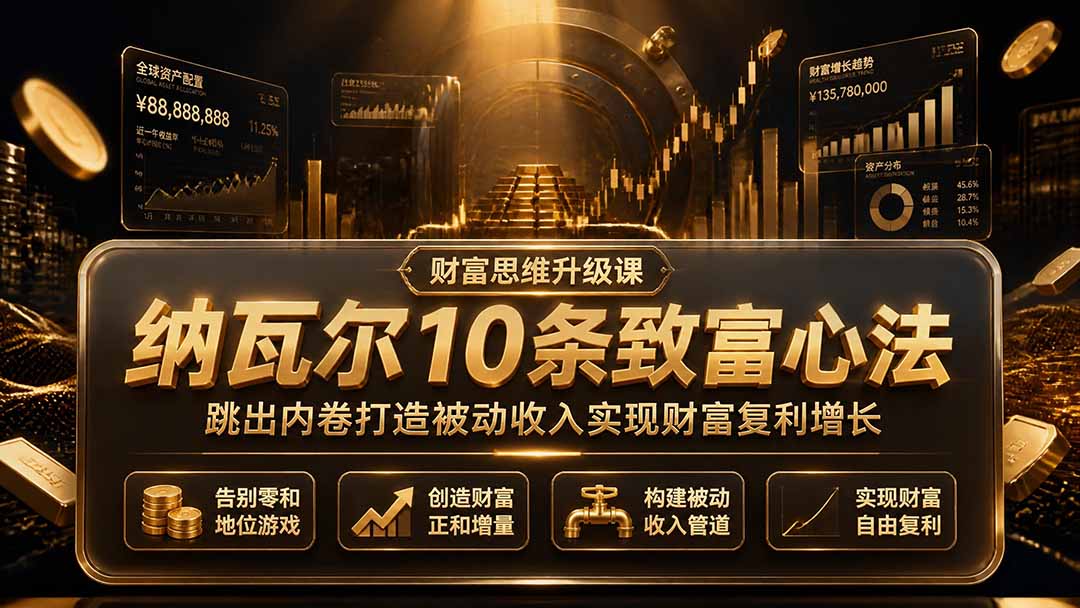 付费文章：纳瓦尔10条致富心法，跳出内卷打造被动收入实现财富复利增长-才疏云网创