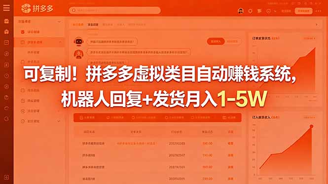 可复制！拼多多虚拟类目自动赚钱系统，机器人回复+发货月入 1-5W-才疏云网创