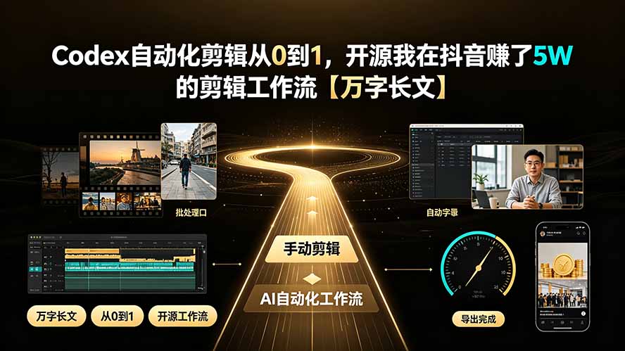 Codex自动化剪辑从0到1,开源我在抖音赚了5W 的剪辑工作流【万字长文】-才疏云网创