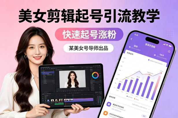 某美女号导师出品：美女剪辑起号引流教学，快速起号涨粉-才疏云网创